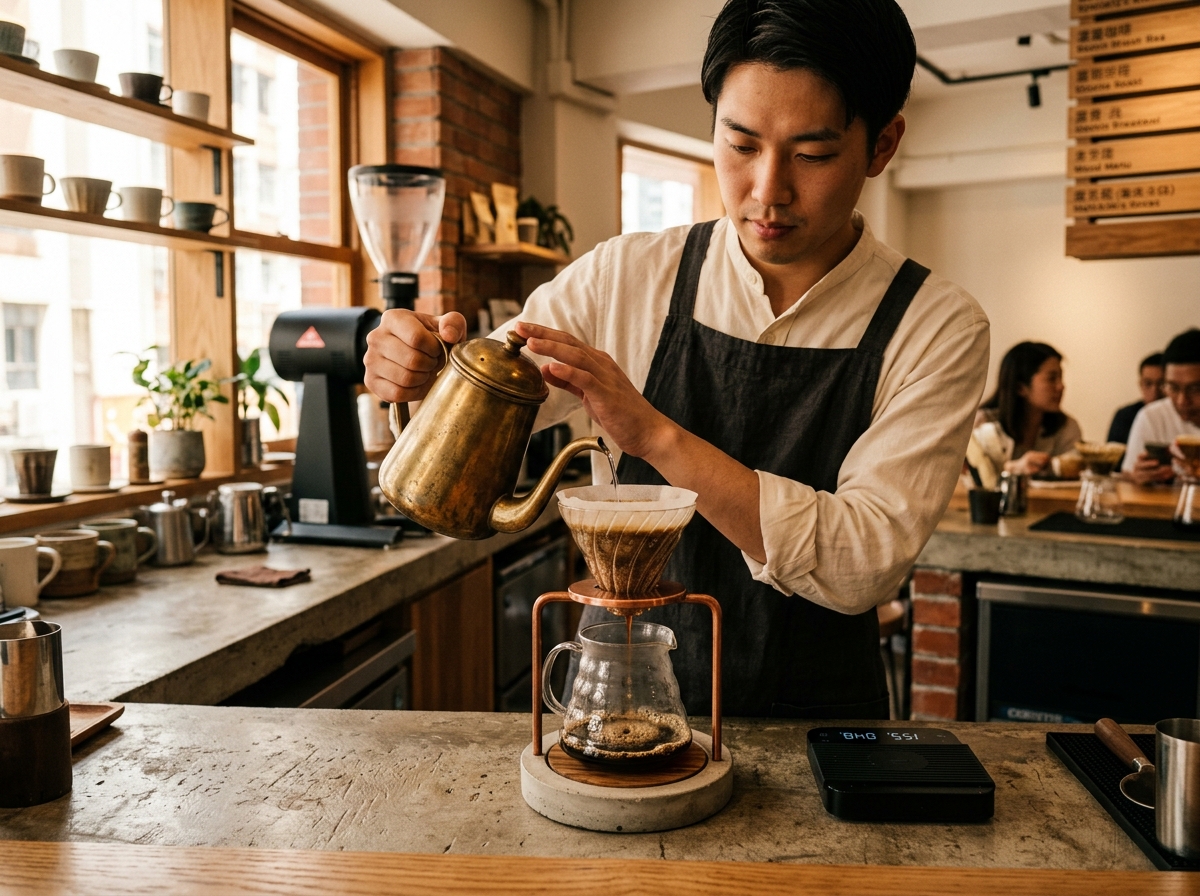 琥珀精品珈琲咖啡師手沖注水沖煮