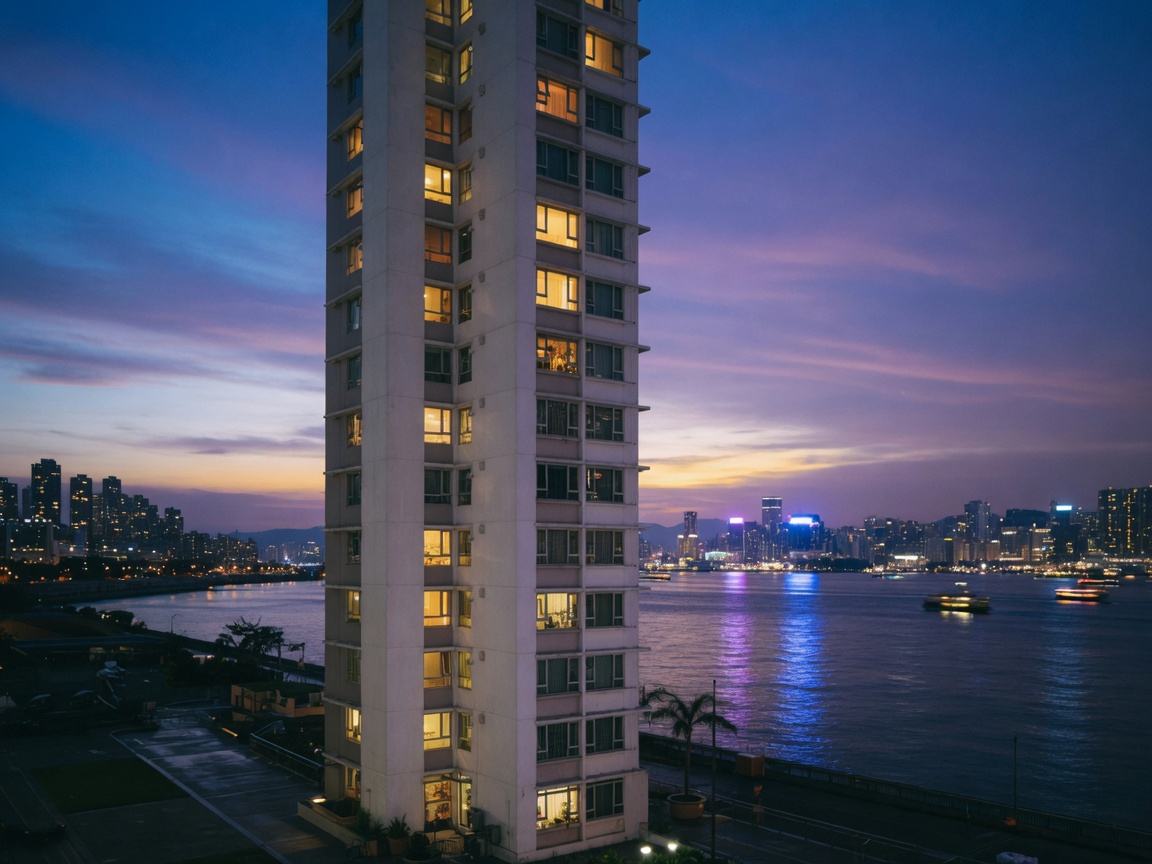 黃昏海旁住宅大樓 / A waterfront tower at dusk